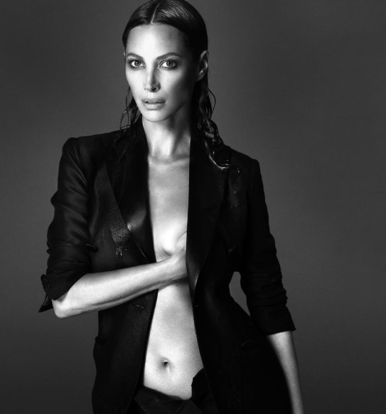 Captivating Looks of Christy Turlington - Lingerie, Skirt, and No Panties